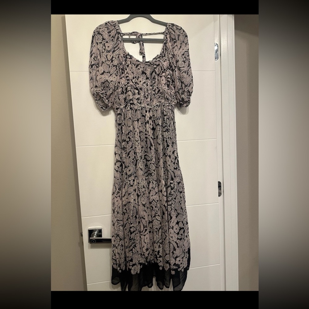 Anthropologie Squareneck Smocked Midi Dress Size XS